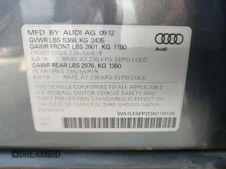 2013 Audi Q5 Premium Plus with VIN WA1LFAFP2DA019939, listed as a Copart auction lot 60431445 with 159,641 mi miles and Salvage title. Bid and sale history available at DreamBid. Image 12.