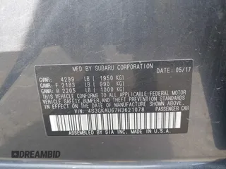 2017 Subaru Impreza Limited with VIN 4S3GKAU67H3621078, listed as a IAAI auction lot 42767983 with 161,749 mi miles and . Bid and sale history available at DreamBid. Image 9.