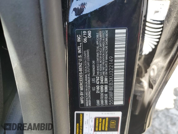 2019 Mercedes-Benz C 300 z VIN 55SWF8EB3KU322149, wystawiony jako Copart lot #53491855 z przebiegiem 53 837 mil mil oraz Szkoda całkowita • Salvage title. Historia ofert i sprzedaży dostępna na DreamBid. Obrazek 13.