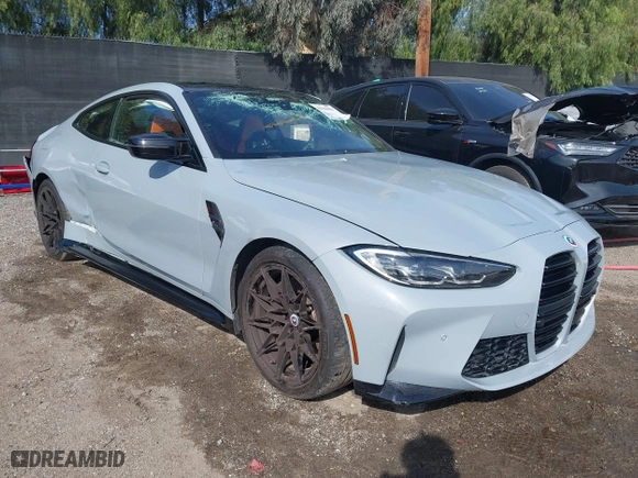 2023 BMW M4 Competition xDrive with VIN WBS43AZ02PCM13315, listed as a IAAI auction lot 41596968 with 28,967 mi miles. Bid and sale history available at carsss.com. Image 1.