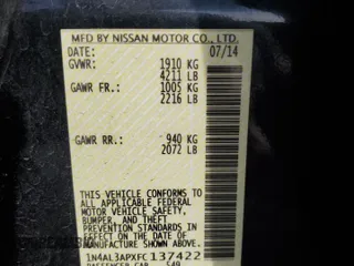 2015 Nissan Altima 2.5 S with VIN 1N4AL3APXFC137422, listed as a Copart auction lot 45250415 with 178,862 mi miles and Salvage Title. Bid and sale history available at carsss.com. Image 14.