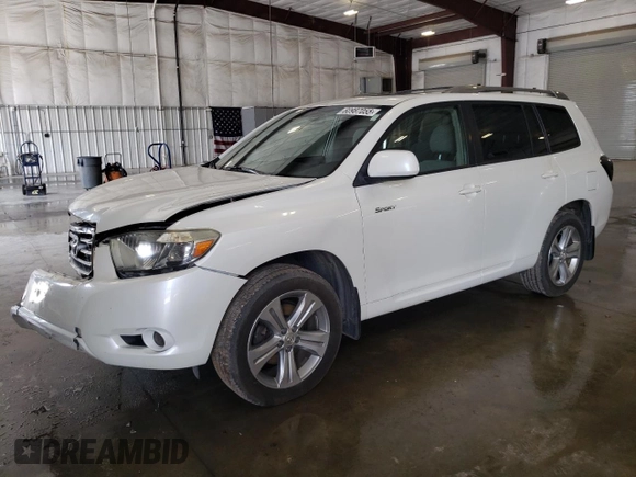 2008 Toyota Highlander Sport with VIN JTEES43A782046061, listed as a Copart auction lot 60987055 with 199,962 mi miles and Salvage title. Bid and sale history available at DreamBid. Image 1.