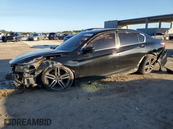2017 Honda Accord Sedan Sport with VIN 1HGCR2F50HA164325, listed as a Copart auction lot 85436024 with 74,249 mi miles and Salvage Title. Bid and sale history available at carsss.com. Image 1.