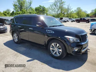 2017 Infiniti QX80 with VIN JN8AZ2NEXH9151613, listed as a Copart auction lot 55811025 with 286,125 mi miles and Salvage title. Bid and sale history available at DreamBid. Image 4.