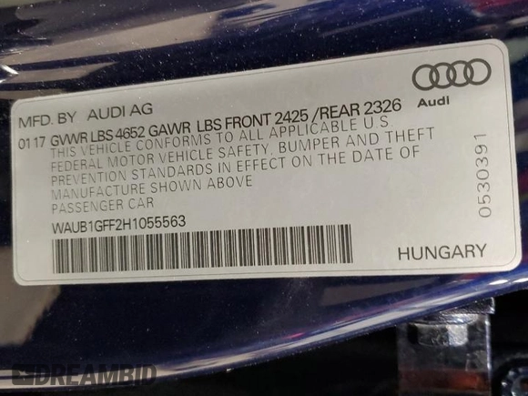 2017 Audi S3 Premium Plus z VIN WAUB1GFF2H1055563, wystawiony jako Copart lot #43581855 z przebiegiem 37 969 mil mil oraz Czysty tytuł • Clean title. Historia ofert i sprzedaży dostępna na DreamBid. Obrazek 12.