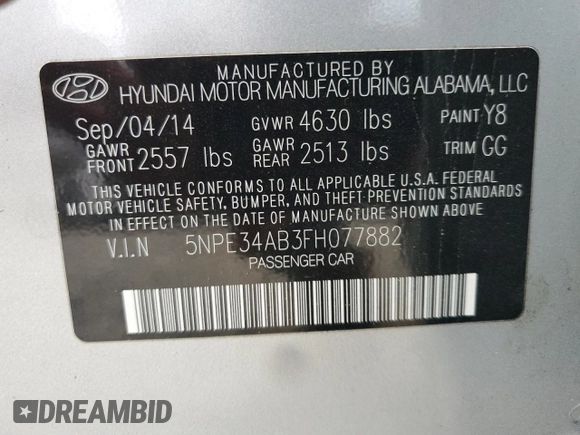 2015 Hyundai Sonata Sport z VIN 5NPE34AB3FH077882, wystawiony jako Copart lot #48311875 z przebiegiem 129 222 mil mil oraz Czysty tytuł • Clean title. Historia ofert i sprzedaży dostępna na DreamBid. Obrazek 14.
