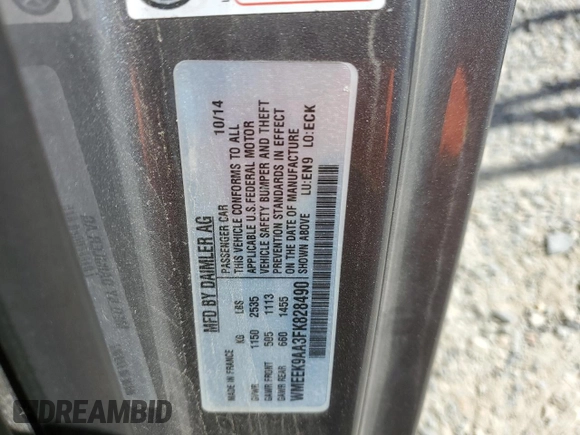 2015 Smart fortwo with VIN WMEEK9AA3FK828490, listed as a Copart auction lot 56055865 with Not Provided miles and Clean Title. Bid and sale history available at DreamBid. Image 12.