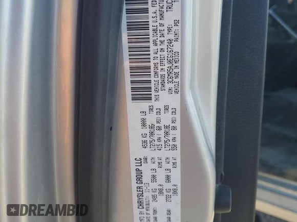 2014 Ram 2500 Tradesman with VIN 3C6MR5AJ0EG167240, listed as a Copart auction lot 42300905 with 0 mi miles and Salvage Title. Bid and sale history available at carsss.com. Image 12.
