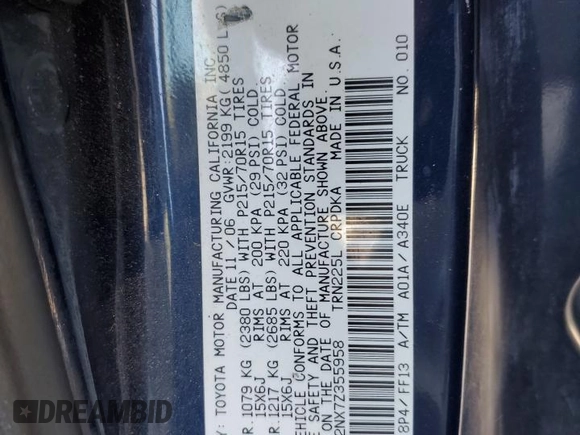 2007 Toyota Tacoma с VIN 5TETX22NX7Z355958, выставлен на аукционе Copart как лот 55979925 с пробегом 292 287 миль миль и Списание • Salvage title. История ставок и продаж доступна на DreamBid. Изображение 12.