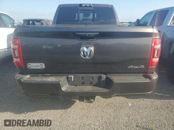 2023 Ram 2500 Longhorn with VIN 3C6UR5GL0PG509393, listed as a Copart auction lot 73877134 with 0 mi miles and Salvage Title. Bid and sale history available at carsss.com. Image 6.