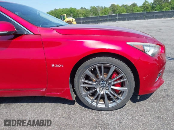 2017 Infiniti Q50 Red Sport 400 with VIN JN1FV7AR3HM870642, listed as a IAAI auction lot 42070635 with 163,848 mi miles. Bid and sale history available at carsss.com. Image 17.