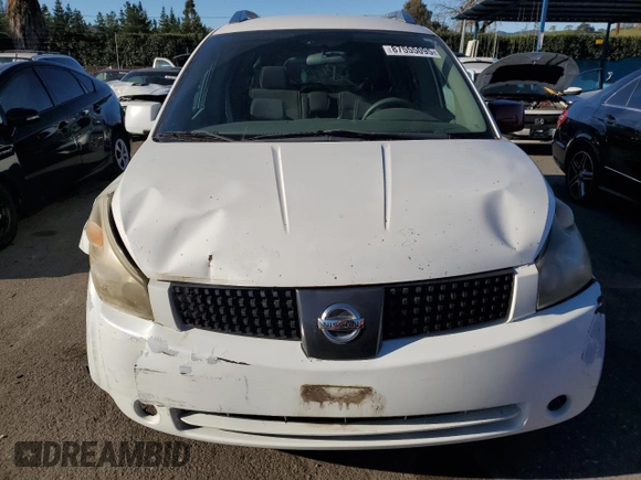 2007 Nissan Quest S with VIN 5N1BV28U77N119704, listed as a Copart auction lot 87555095 with 95,210 mi miles and Salvage Title. Bid and sale history available at carsss.com. Image 5.