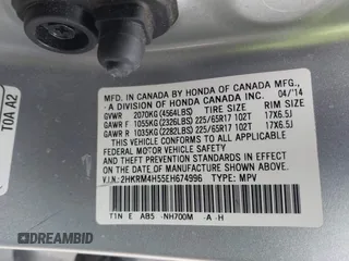 2014 Honda CR-V EX with VIN 2HKRM4H55EH674996, listed as a IAAI auction lot 42053923 with 110,065 mi miles. Bid and sale history available at carsss.com. Image 9.