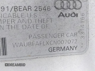 2012 Audi A4 2.0T Premium with VIN WAUBFAFLXCN007072, listed as a IAAI auction lot 41709607 with 76,562 mi miles. Bid and sale history available at carsss.com. Image 9.