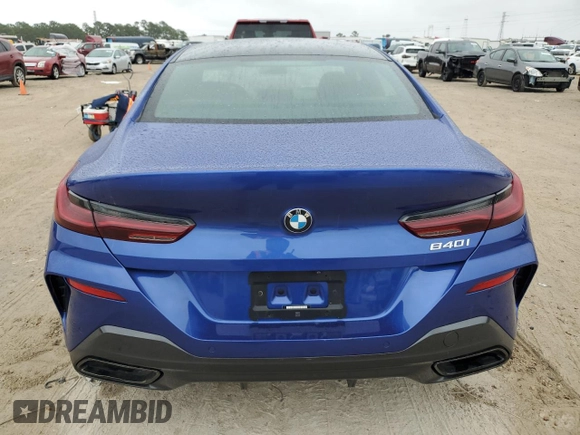 2023 BMW 8 Series 840i with VIN WBAGV2C01PCK32930, listed as a Copart auction lot 82891334 with 0 mi miles and Salvage Title. Bid and sale history available at carsss.com. Image 6.