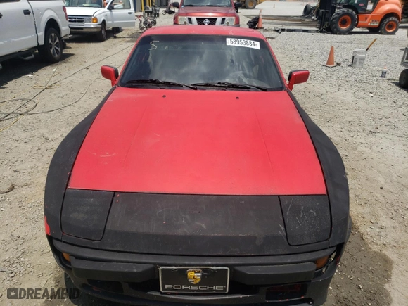 1986 Porsche 944 with VIN WP0AA094XGN456009, listed as a Copart auction lot 58953884 with 102,422 mi miles and Salvage Title. Bid and sale history available at carsss.com. Image 5.