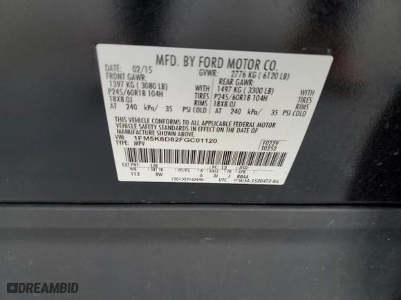 2015 Ford Explorer XLT with VIN 1FM5K8D82FGC01120, listed as a Copart auction lot 50464875 with 168,524 mi miles and Salvage Title. Bid and sale history available at carsss.com. Image 15.