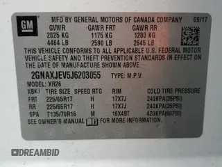 2018 Chevrolet Equinox LT with VIN 2GNAXJEV5J6203055, listed as a Copart auction lot 55229845 with 171,495 mi miles and Salvage Title. Bid and sale history available at carsss.com. Image 14.