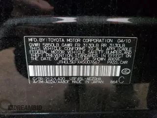 2010 Lexus LS 460 with VIN JTHCL5EFXA5007667, listed as a Copart auction lot 53871835 with 119,216 mi miles and Salvage title. Bid and sale history available at DreamBid. Image 12.