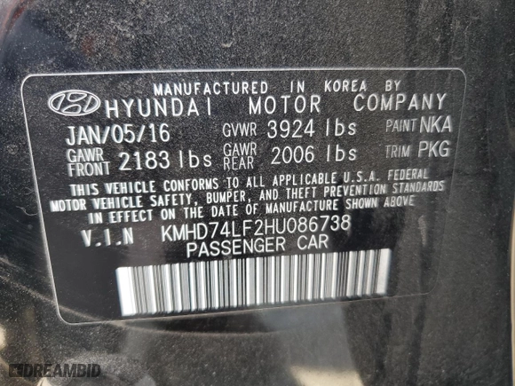 2017 Hyundai Elantra SE with VIN KMHD74LF2HU086738, listed as a Copart auction lot 52557995 with 121,568 mi miles and Clean Title. Bid and sale history available at carsss.com. Image 12.