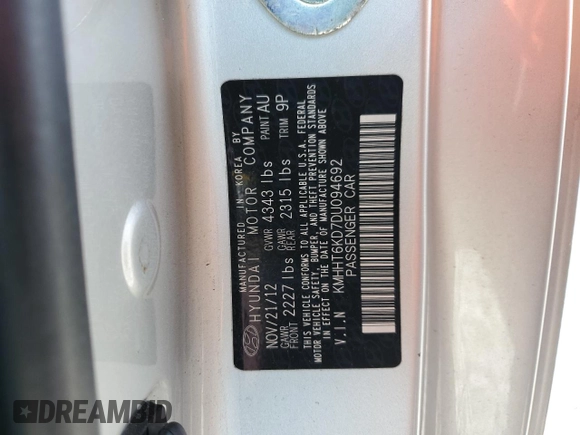 2013 Hyundai Genesis Coupe Premium z VIN KMHHT6KD7DU094692, wystawiony jako Copart lot #53424195 z przebiegiem 145 280 mil mil oraz Tytuł czysty. Historia ofert i sprzedaży dostępna na DreamBid. Obrazek 12.