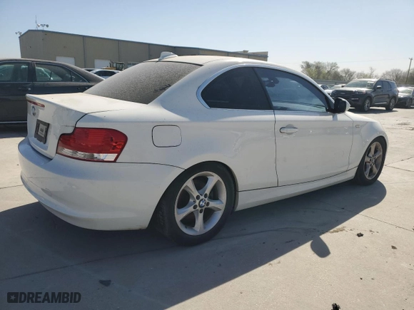 2011 BMW 1 Series 128i with VIN WBAUP7C57BVP21285, listed as a Copart auction lot 49829755 with 137,198 mi miles and Clean Title. Bid and sale history available at carsss.com. Image 3.