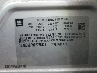 2013 Buick LaCrosse Leather with VIN 1G4GC5ER9DF256470, listed as a Copart auction lot 60673175 with 93,045 mi miles and Non repairable. Bid and sale history available at DreamBid. Image 12.