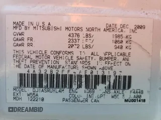 2010 Mitsubishi Galant FE with VIN 4A32B2FF4AE013197, listed as a Copart auction lot 50377225 with 204,155 mi miles and Salvage Title. Bid and sale history available at carsss.com. Image 13.
