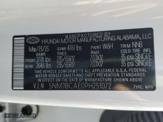 2023 Hyundai Tucson SEL with VIN 5NMJBCAE0PH251072, listed as a Copart auction lot 43023645 with 37,619 mi miles and Salvage Title. Bid and sale history available at carsss.com. Image 14.