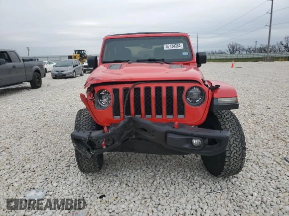 2018 Jeep Wrangler Rubicon with VIN 1C4HJXCG9JW255648, listed as a Copart auction lot 87134384 with Not provided miles and Salvage title. Bid and sale history available at DreamBid. Image 5.