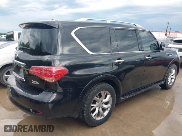 2011 Infiniti QX56 8-passenger with VIN JN8AZ2ND2B9700350, listed as a IAAI auction lot 42189951 with 135,424 mi miles. Bid and sale history available at carsss.com. Image 4.