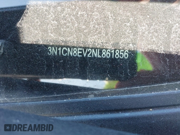 2022 Nissan Versa SV with VIN 3N1CN8EV2NL861856, listed as a IAAI auction lot 42725796 with 44,431 mi miles and . Bid and sale history available at DreamBid. Image 9.