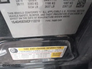 2012 Buick LaCrosse Premium 3 with VIN 1G4GH5E39CF112218, listed as a IAAI auction lot 41621610 with 166,521 mi miles. Bid and sale history available at carsss.com. Image 9.
