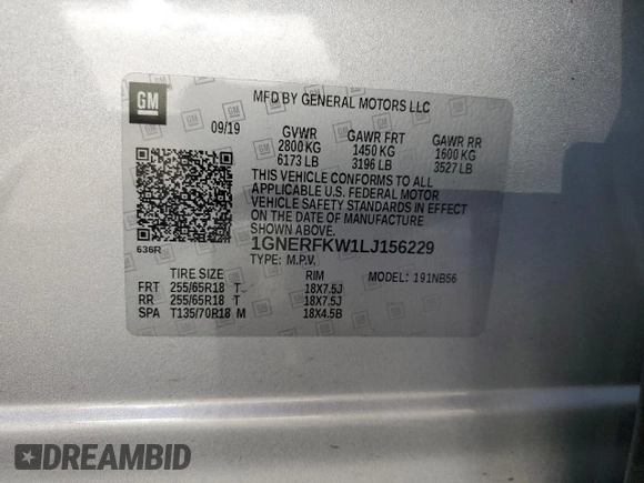 2020 Chevrolet Traverse LS с VIN 1GNERFKW1LJ156229, выставлен на аукционе Copart как лот 52376755 с пробегом 63 951 миль миль и Списание • Salvage title. История ставок и продаж доступна на DreamBid. Изображение 12.
