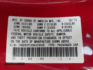 2016 Honda Accord Sport z VIN 1HGCR2F52GA029426, wystawiony jako IAAI lot #42268457 z przebiegiem 40 579 mil mil oraz . Historia ofert i sprzedaży dostępna na DreamBid. Obrazek 9.