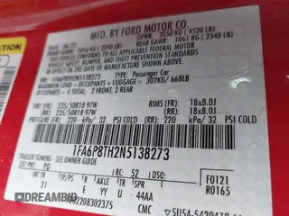 2022 Ford Mustang EcoBoost z VIN 1FA6P8TH2N5138273, wystawiony jako IAAI lot #42321056 z przebiegiem 59 856 mil mil oraz . Historia ofert i sprzedaży dostępna na DreamBid. Obrazek 9.