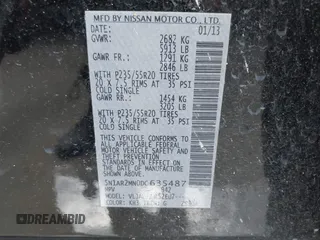 2013 Nissan Pathfinder S with VIN 5N1AR2MN0DC635487, listed as a IAAI auction lot 42501381 with 168,466 mi miles and . Bid and sale history available at DreamBid. Image 9.