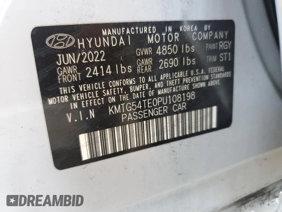 2023 Genesis G70 3.3T with VIN KMTG54TE0PU108198, listed as a Copart auction lot 46945215 with 18,856 mi miles and Non Repairable. Bid and sale history available at DreamBid. Image 12.