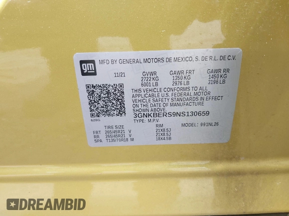 2022 Chevrolet Blazer RS z VIN 3GNKBERS9NS130659, wystawiony jako IAAI lot #39295225 z przebiegiem 48 605 mil mil oraz . Historia ofert i sprzedaży dostępna na DreamBid. Obrazek 9.