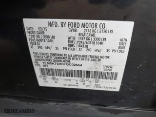2015 Ford Explorer XLT with VIN 1FM5K7D80FGC02664, listed as a IAAI auction lot 41738494 with 174,192 mi miles. Bid and sale history available at carsss.com. Image 9.
