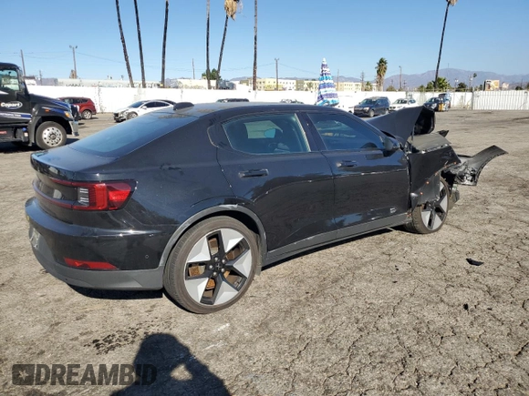 2023 Polestar 2 with VIN YSMED3KAXPL132309, listed as a Copart auction lot 80565724 with 55,168 mi miles and Salvage Title. Bid and sale history available at carsss.com. Image 3.