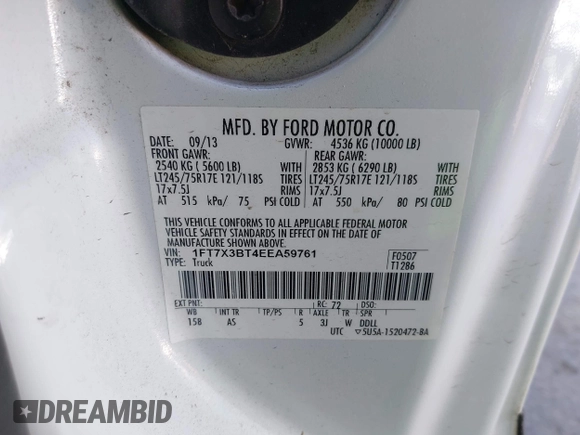 2014 Ford F-350 z VIN 1FT7X3BT4EEA59761, wystawiony jako IAAI lot #42415018 z przebiegiem 104 591 mil mil oraz . Historia ofert i sprzedaży dostępna na DreamBid. Obrazek 9.