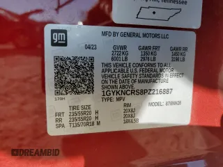 2023 Cadillac XT5 FWD Premium Luxury with VIN 1GYKNCRS8PZ216887, listed as a Copart auction lot 82563534 with 17,275 mi miles and Salvage Title. Bid and sale history available at carsss.com. Image 14.