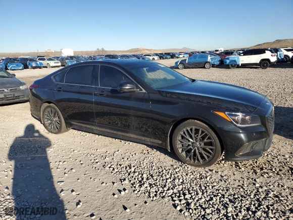 2018 Genesis G80 3.3T Sport with VIN KMHGN4JB9JU271815, listed as a Copart auction lot 46999165 with 96,628 mi miles and Clean Title. Bid and sale history available at carsss.com. Image 4.