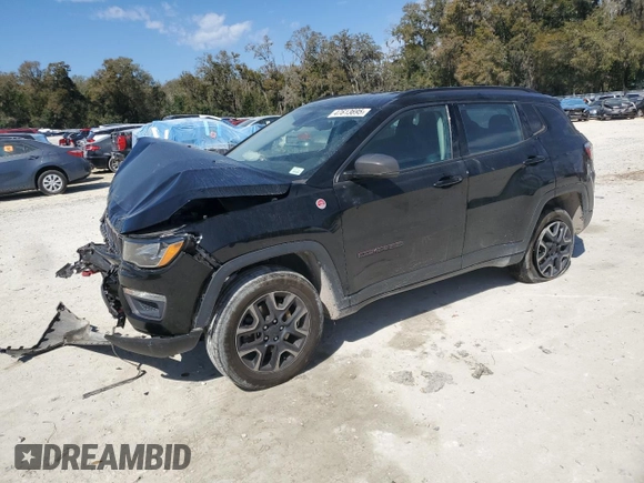 2019 Jeep Compass Trailhawk with VIN 3C4NJDDBXKT629955, listed as a Copart auction lot 47613695 with 113,820 mi miles and Salvage Title. Bid and sale history available at DreamBid. Image 1.