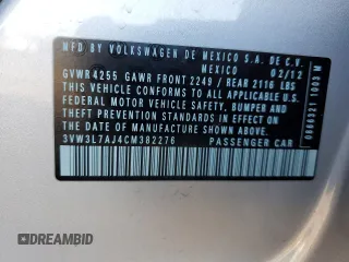 2012 Volkswagen Jetta Sedan TDI with VIN 3VW3L7AJ4CM382276, listed as a Copart auction lot 89101635 with 128,190 mi miles and Salvage Title. Bid and sale history available at carsss.com. Image 12.