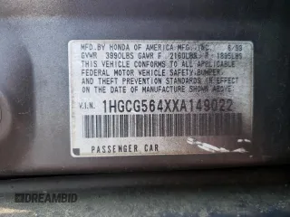 1999 Honda Accord LX z VIN 1HGCG564XXA149022, wystawiony jako Copart lot #52026735 z przebiegiem 280 253 mil mil oraz Szkoda całkowita • Salvage title. Historia ofert i sprzedaży dostępna na DreamBid. Obrazek 14.