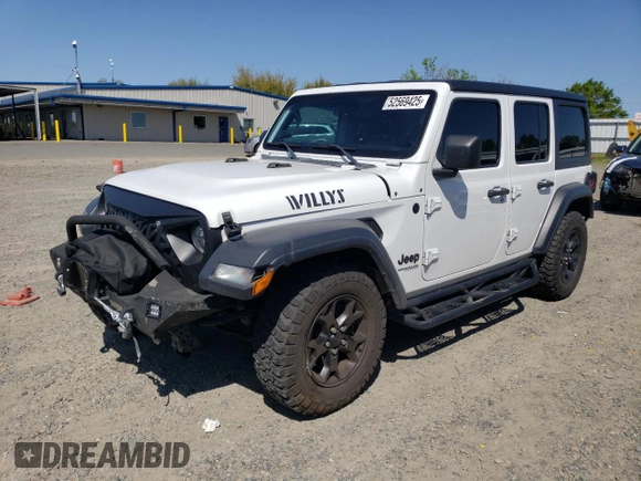 2020 Jeep Wrangler Unlimited Sport S z VIN 1C4HJXDN4LW190062, wystawiony jako Copart lot #52569425 z przebiegiem 31 958 mil mil oraz Szkoda całkowita • Salvage title. Historia ofert i sprzedaży dostępna na DreamBid. Obrazek 1.