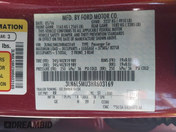 2017 Lincoln MKZ Hybrid Reserve with VIN 3LN6L5MU3HR603169, listed as a IAAI auction lot 42097492 with 58,930 mi miles. Bid and sale history available at carsss.com. Image 9.