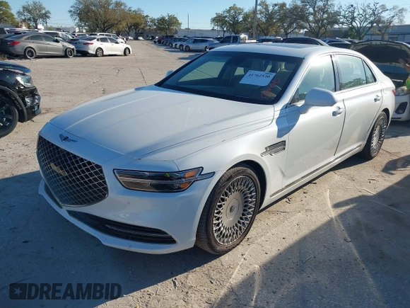 2021 Genesis G90 Premium z VIN KMTF34PA8MU089310, wystawiony jako IAAI lot #41762530 z przebiegiem Nie podano mil oraz . Historia ofert i sprzedaży dostępna na DreamBid. Obrazek 2.